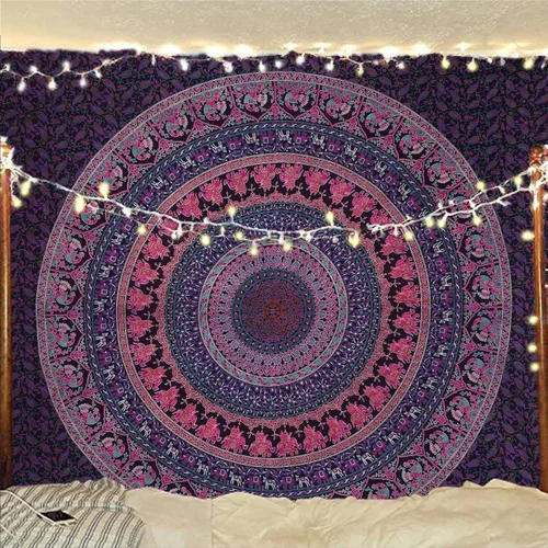 Vista 11 de Bless International - Tapiz hippie indio gitano bohemio psicodélico de algodón mandala colgante en la pared multicolor mandala grande tapiz hippie