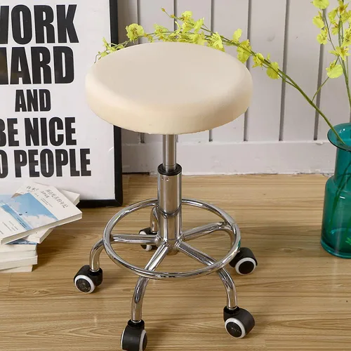 Vista 2 de ANWUCHEN - 4 fundas suaves para taburete, funda elástica para sillas redondas de madera y metal de 13 a 18 pulgadas (beige)