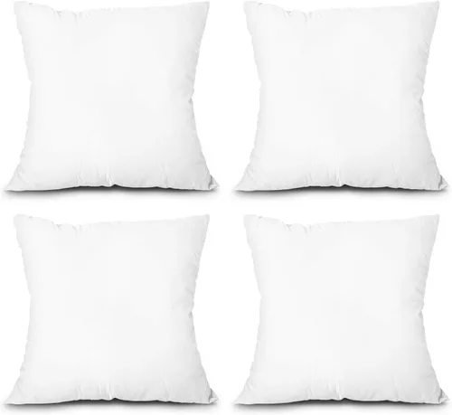 EDOW - Relleno de almohada ligera y suave de poliéster como alternativa al plumón - Almohada decorativa lavable a máquina 30x30 (Blanco, 4 unidades