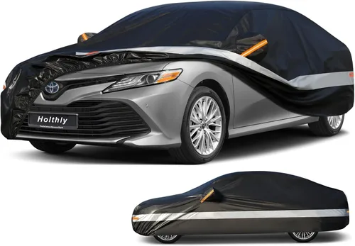 Vista 34 de Funda impermeable de 10 capas para auto sedán, para todo tipo de clima, 100% impermeable, protección contra el polvo, la lluvia, la nieve