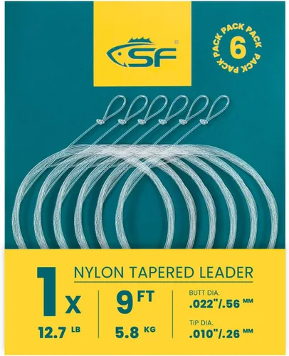 Vista 25 de SF Líder Cónico Pre-Atado con Lazo para Pesca con Mosca de Nailon Transparente para Trucha de Agua Dulce y Salada Bonefish Permit Lubina Salmón