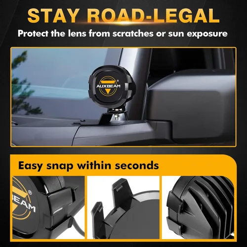 Vista 4 de Auxbeam Cubiertas protectoras redondas de la serie P4, tapa de lente LED negra de 4 pulgadas, protector contra impactos contra el polvo y cumple