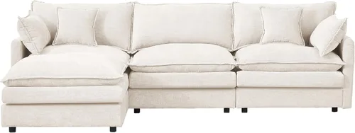 Sofá modular modular, sofá en forma de L de 102 pulgadas con otomana, sofá convertible de 3 plazas para sala de estar, combinación de bricolaje,