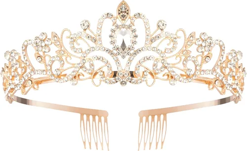 Vista 48 de Corona de princesa para mujer, tiaras de reina de cristal para niñas, accesorios para el cabello de novia, regalos para cumpleaños, boda