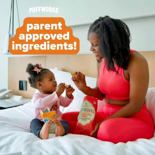 Vista 8 de Puffworks Honey Organic Peanut Butter Puffs, 1.2 onzas (paquete de 6), aperitivo proteico a base de plantas, sin gluten, sin lácteos, Kosher