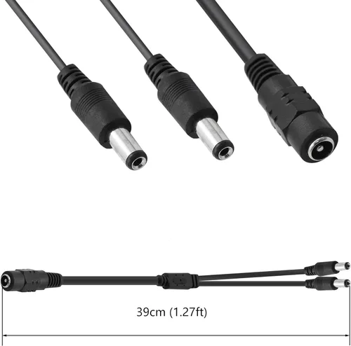 Vista 7 de GINTOOYUN DC Y Splitter Cable 1 Female to 2 Male,5.5mm x 2.1mm DC Power Extension Adapter Cable,for CCTV Surveillance Cameras,Surveillance