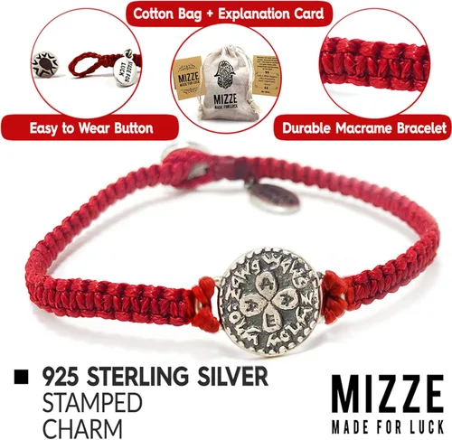 Vista 3 de Red Macrame Love Bracelet with Sterling Silver Love Coin Charm Amulet - Sturdy & Elegant gift for Mom, Romantic Gift for Girlfriend or Lover