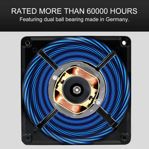 Vista 5 de Ventilador de refrigeración axial de 4.7 in, CA 115 V 120 V 4.724 in x 1.496 in de alta velocidad CFM con cable de alimentación de interruptor