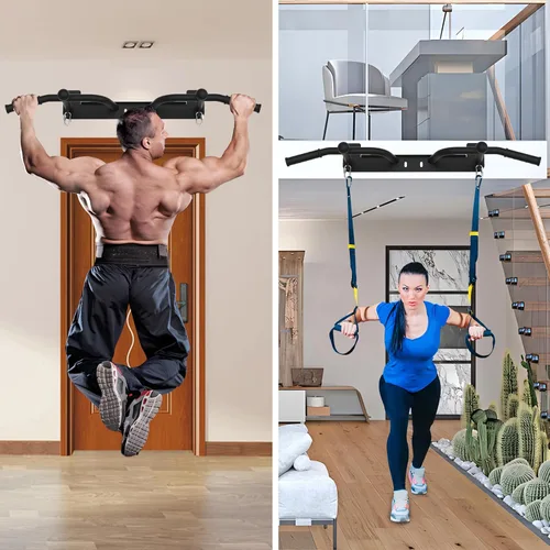 Vista 2 de Wall Mounted Pull Up Bar - Heavy Duty Chin Up Bar, Pull-Up Bar for Garage, Joist, Wall Mount - Multifunctional Fitness Bar, Supports up to 600 Lbs