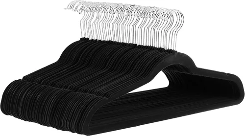 Amazon Basics - Ganchos finos de terciopelo antideslizantes para trajes, paquete de 30, color negro