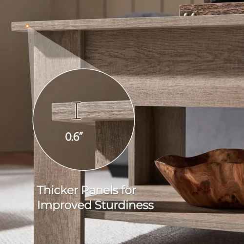 Vista 9 de Yaheetech - Mesa de centro con tapa elevable, compartimento oculto y estante de almacenamiento, mesa de comedor de tablero elevado para sala de Gris