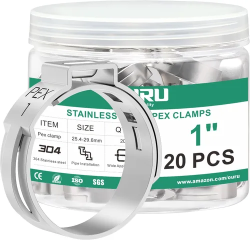 Vista 11 de OURU 54 piezas 1/2 Pex anillo de crimpado, abrazaderas Pex de acero inoxidable 304, abrazaderas de manguera de oreja única para accesorios Pex