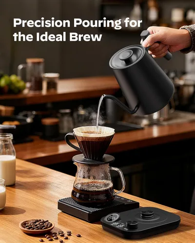Vista 4 de Silonn Hervidor de cuello de cisne, hervidor eléctrico con control preciso de temperatura de ±1 °F, café pour-over, mantiene 212 °F por 4 horas