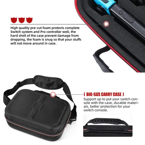 Vista 5 de Carrying Storage Case for Nintendo Switch & N-Switch OLED, Hard Shell Large Capacity Storage Bag for Nintendo Switch Game Controller, Dock, Switch