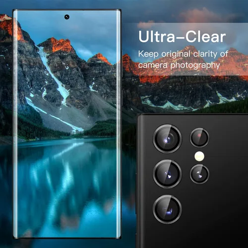 Vista 3 de JETech Protector de lente de cámara para Samsung Galaxy S22 Ultra 5G de 6.8 pulgadas, cubierta de anillo individual de metal de vidrio templado 9H