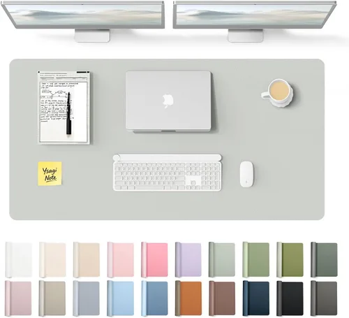 Vista 112 de YSAGi Protector de escritorio de cuero, tapete de oficina, alfombrilla grande para mouse, secante de cuero PU antideslizante, escritorio