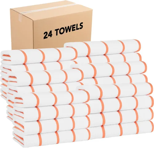 Vista 18 de Arkwright - Juego de 4 toallas de playa a rayas Las Rayas - Juego de 4 toallas de rizo de algodón blanco de felpa suave de secado rápido