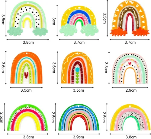 Vista 3 de 18 dijes acrílicos con estampado bohemio de arcoíris, pequeños y frescos y lindos estilo arcoíris, cuentas para manualidades, collares, pulseras