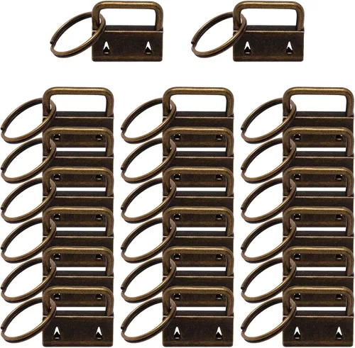 Vista 10 de Accesorios para llavero, 40 piezas de accesorios de llavero de 1 pulgada con anillo dividido para llavero de pulsera, cordón para llaves