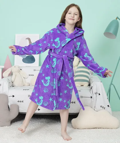 Vista 2 de Arctic Paw - Bata de baño cálida de felpa con capucha de invierno para niños y niñas.