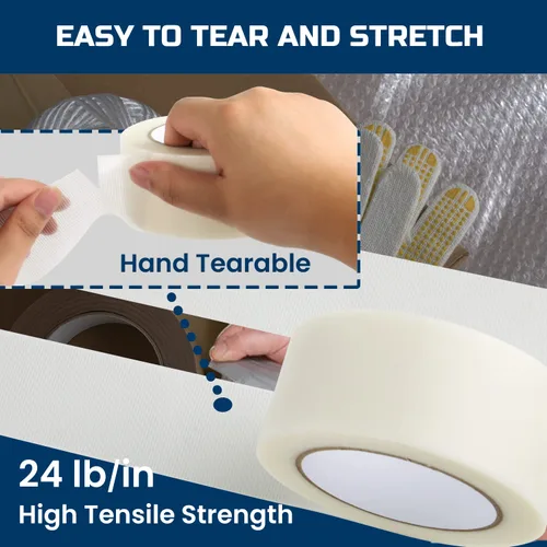 Vista 6 de Lichamp Cintas Adhesivas Transparentes de Alta Resistencia, Cinta Adhesiva Transparente Impermeable Sin Residuos para Embalaje, Encintado, Sellado