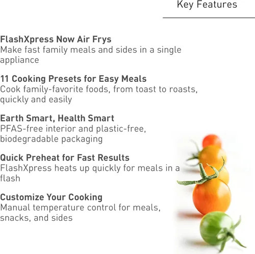 Vista 3 de Panasonic FlashXpress - Combo de horno tostador y freidora de aire de tamaño familiar, 11 funciones de cocción, 1800 W sin PFAS, calefacción