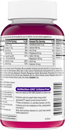 Vista 11 de Centrum Tableta multivitamínica para mujer, suplemento multivitamínico/multimineral con hierro, vitamina D3, vitaminas B y antioxidantes vitaminas C