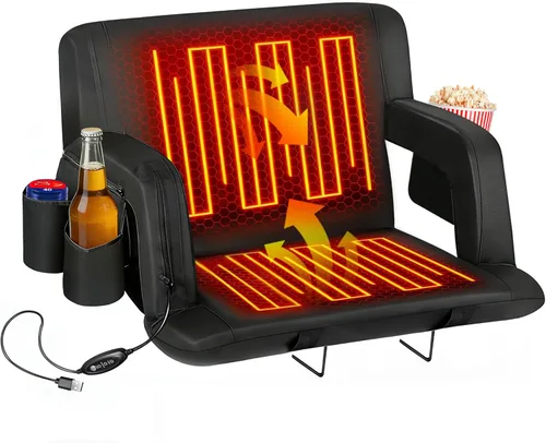 Vista 10 de Nova Microdermabrasion Asiento de estadio de 20.5 pulgadas / 25 pulgadas de ancho para gradas con soporte de espalda, cojín acolchado portátil