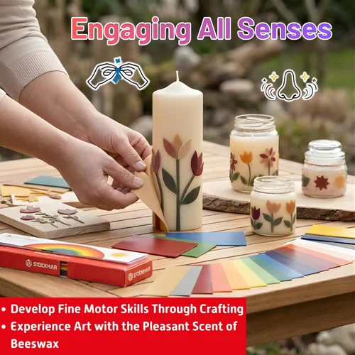 Vista 7 de Stockmar Cera de abeja decorativa - Paquete de 12 (rojo carmesí)