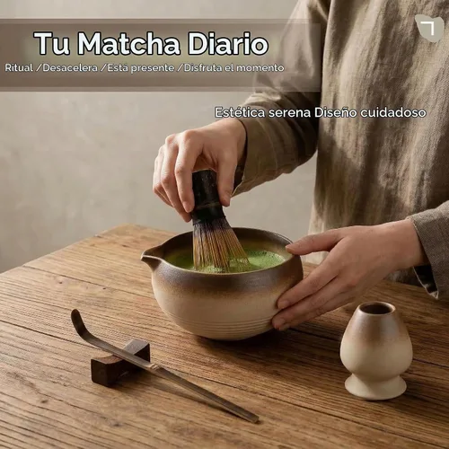 Vista 5 de Juego de batidor de matcha, kit de 5 piezas con cuenco de cerámica matcha, batidor de bambú, cuchara, juego completo de té Matcha perfecto