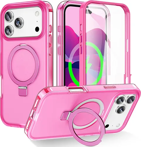 Vista 14 de Funda para iPhone 15 con protector de pantalla integrado, bonita funda de flores con soporte magnético invisible [compatible con MagSafe] funda A25