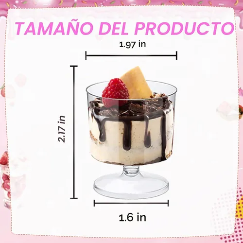 Vista 4 de Vasos de postre de plástico transparente con cucharas desechables