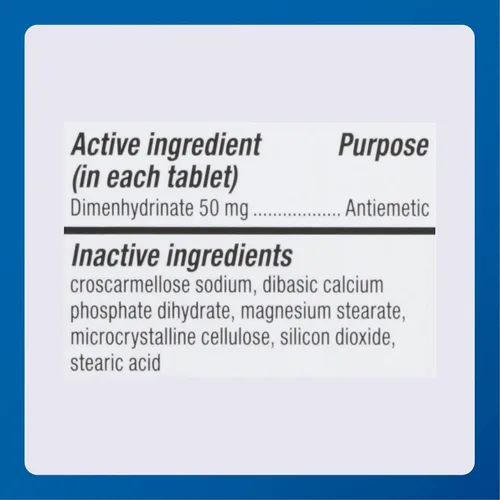 Vista 6 de Driminate Genérico para el mareo por movimiento de Dramamine, 50 mg anti náuseas, 100 unidades (paquete de 3)