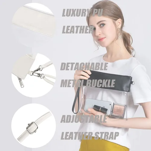 Vista 4 de Vorspack Clear Bag Stadium Approved - PU Leather Clear Purse Clear Crossbody bag for Concert Festival