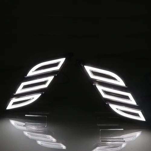 Vista 6 de Luces LED de Marcador Lateral del Parachoques para Ford Raptor F150 2015-2020, Luz de Marcha Diurna Blanca/Ámbar Switchback con Señal de Giro