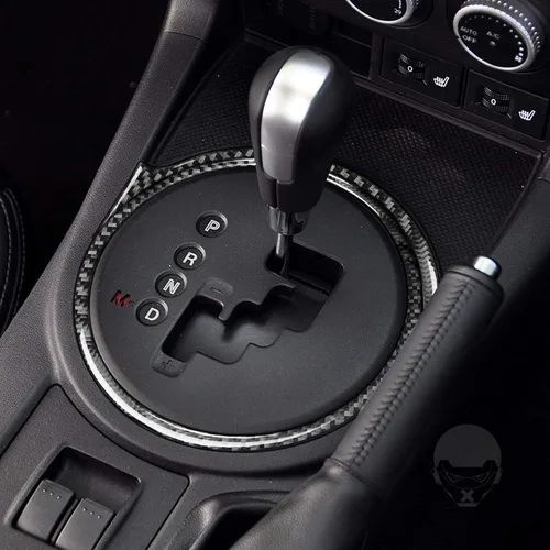 Vista 2 de Calcomanía de fibra de carbono real para consola central, cambio de marchas, marco de círculo externo, accesorios para el interior del automóvil