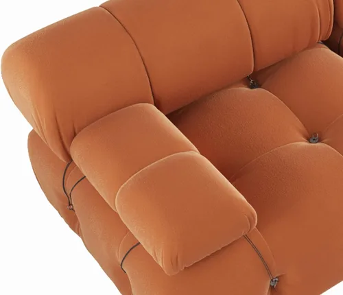 Vista 19 de Sofá modular moderno de terciopelo, sofá modular minimalista en forma de U de 6 plazas con 2 otomanas para sala de estar, oficina, apartamento