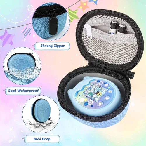 Vista 3 de Funda de transporte y funda de silicona compatible con la máquina de juego virtual Tamagotchi Pix para mascotas, (5 en 1) Funda de silicona