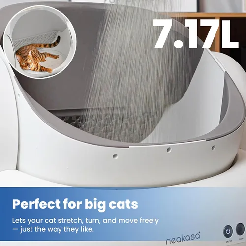 Vista 7 de Neakasa M1 Plus Lite - Caja de arena autolimpiante, diseño abierto para gatos grandes, limpieza automática con control de aplicación, color blanco