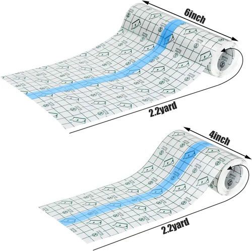 Vista 2 de 6 rollos de vendajes adhesivos transparentes elásticos impermeables, cinta protectora transparente, cinta adhesiva de película transparente, 2