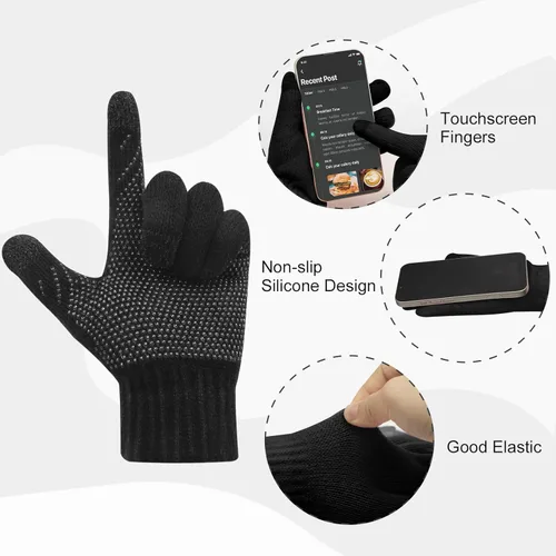 Vista 5 de Conjunto de 4 piezas de sombreros de invierno para mujer, bufanda, guantes y calcetines, gorro infinito, bufandas táctiles, calcetines de lana