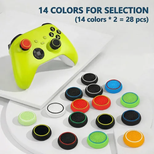 Vista 4 de 28PCS Optimized Silicone Thumb Grips & Joystick Caps for PS4/PS5/Xbox Controllers Accessories 14 Colors, Anti-Slip, Anti-Scratch & Enhanced Gaming