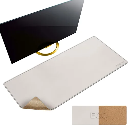 Vista 27 de MAIDERN Tapete de escritorio XXL de corcho y cuero, de 47.2 x 23.6 pulgadas, protector reversible para mouse de escritorio completo (negro)