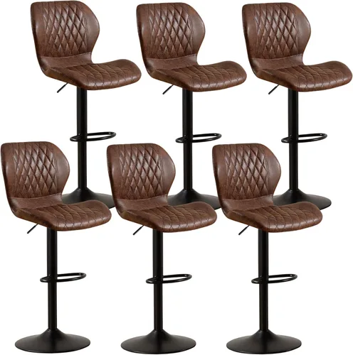 Vista 18 de Juego de 2 taburetes de bar, modernos taburetes giratorios de altura de mostrador para sillas de isla de cocina, taburetes de bar de tela ajustables