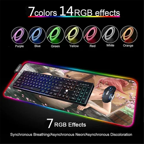 Vista 3 de Mouse Pads Anime Girl Sexy Butt XXL RGB Gaming Mouse Pad Computer Keyboard Mause Gamer Desk Mat LED Backlight Large Mousepad 24 inch x12 inch