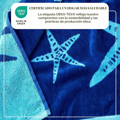 Vista 3 de Great Bay Home Toallas de playa 100% algodón, paquete de 4 toallas de piscina de 30 x 60 pulgadas, toallas absorbentes y de secado rápido