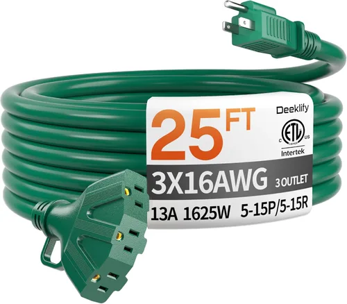 Vista 15 de Cable de extensión negro para exteriores de calibre 16 de 50 pies