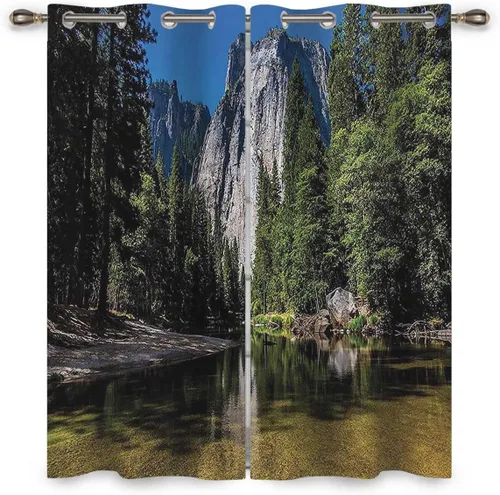 Vista 2 de Cortinas decorativas para sala elegantes modernas, 2 paneles, cortinas verdes y azules, decoración de chimenea de 55 pulgadas de ancho x 72 pulgadas