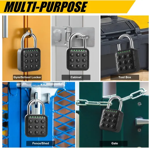 Vista 7 de DELSWIN - Candado de combinación para casillero de 6 dígitos, candado inteligente impermeable para casilleros de gimnasio escolar, puertas, vallas