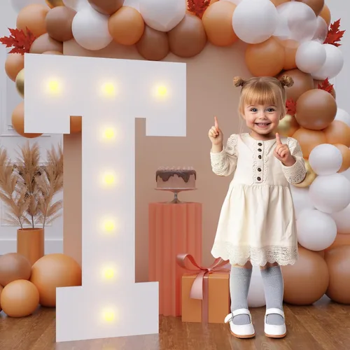 Vista 16 de Letras de marquesina de 3 pies de alto, letras y para decoraciones de fiesta de cumpleaños Light up Letters without Sidewalls, Lightweight Foam